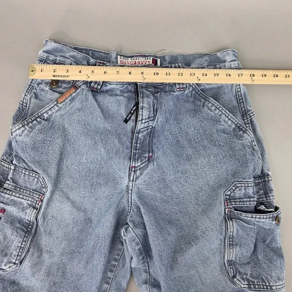 Esco Caballero Dungarees Cargo Shorts Mens 36 Blue Denim Y2K Hip Hop Streetwear - Picture 3 of 10